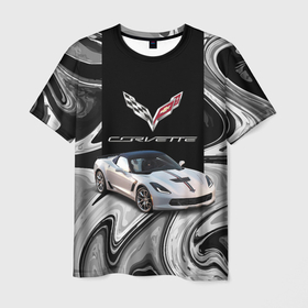 Мужская футболка 3D с принтом Chevrolet Corvette   Motorsport   Racing team в Екатеринбурге, 100% полиэфир | прямой крой, круглый вырез горловины, длина до линии бедер | Тематика изображения на принте: 