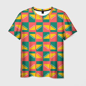Мужская футболка 3D с принтом Геометрический цветной узор в Белгороде, 100% полиэфир | прямой крой, круглый вырез горловины, длина до линии бедер | 