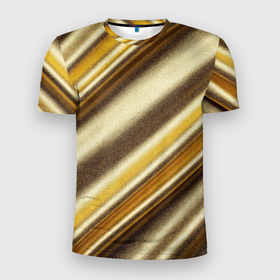 Мужская футболка 3D Slim с принтом Золотая голографическая диагональ в Санкт-Петербурге, 100% полиэстер с улучшенными характеристиками | приталенный силуэт, круглая горловина, широкие плечи, сужается к линии бедра | 