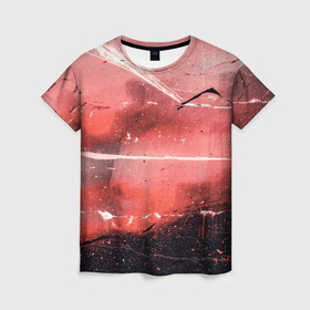 Женская футболка 3D с принтом Красный туман, царапины и краски в Екатеринбурге, 100% полиэфир ( синтетическое хлопкоподобное полотно) | прямой крой, круглый вырез горловины, длина до линии бедер | 