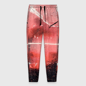 Мужские брюки 3D с принтом Красный туман, царапины и краски в Санкт-Петербурге, 100% полиэстер | манжеты по низу, эластичный пояс регулируется шнурком, по бокам два кармана без застежек, внутренняя часть кармана из мелкой сетки | 