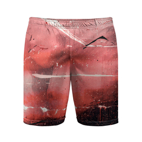 Мужские шорты спортивные с принтом Красный туман, царапины и краски в Екатеринбурге,  |  | 