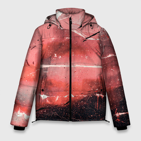 Мужская зимняя куртка 3D с принтом Красный туман, царапины и краски в Екатеринбурге, верх — 100% полиэстер; подкладка — 100% полиэстер; утеплитель — 100% полиэстер | длина ниже бедра, свободный силуэт Оверсайз. Есть воротник-стойка, отстегивающийся капюшон и ветрозащитная планка. 

Боковые карманы с листочкой на кнопках и внутренний карман на молнии. | 