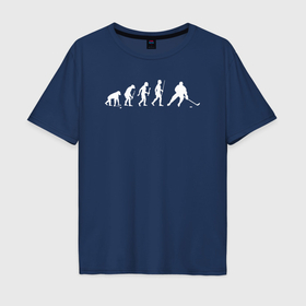 Мужская футболка хлопок Oversize с принтом Эволюция в хоккей в Тюмени, 100% хлопок | свободный крой, круглый ворот, “спинка” длиннее передней части | 