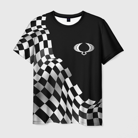 Мужская футболка 3D с принтом SsangYong racing flag в Белгороде, 100% полиэфир | прямой крой, круглый вырез горловины, длина до линии бедер | Тематика изображения на принте: 