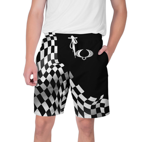 Мужские шорты 3D с принтом SsangYong racing flag в Белгороде,  полиэстер 100% | прямой крой, два кармана без застежек по бокам. Мягкая трикотажная резинка на поясе, внутри которой широкие завязки. Длина чуть выше колен | Тематика изображения на принте: 