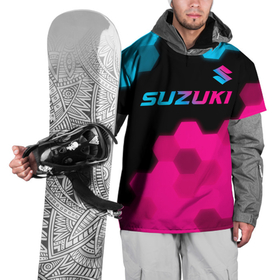 Накидка на куртку 3D с принтом Suzuki   neon gradient: символ сверху в Екатеринбурге, 100% полиэстер |  | 