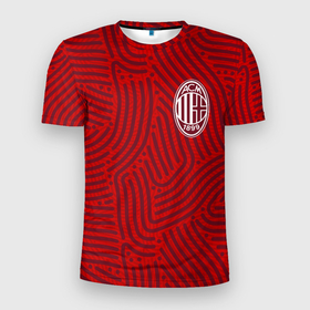 Мужская футболка 3D Slim с принтом AC Milan отпечатки в Санкт-Петербурге, 100% полиэстер с улучшенными характеристиками | приталенный силуэт, круглая горловина, широкие плечи, сужается к линии бедра | 