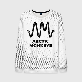 Мужской свитшот 3D с принтом Arctic Monkeys с потертостями на светлом фоне в Курске, 100% полиэстер с мягким внутренним слоем | круглый вырез горловины, мягкая резинка на манжетах и поясе, свободная посадка по фигуре | 