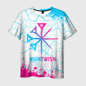 Мужская футболка 3D с принтом Nightwish neon gradient style в Новосибирске, 100% полиэфир | прямой крой, круглый вырез горловины, длина до линии бедер | Тематика изображения на принте: 