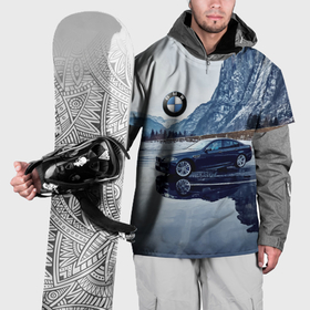 Накидка на куртку 3D с принтом БМВ у горного озера в Тюмени, 100% полиэстер |  | Тематика изображения на принте: 