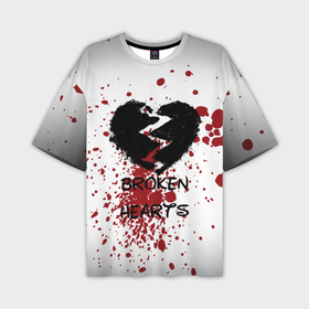 Мужская футболка OVERSIZE 3D с принтом Разбитое черное сердце ,  |  | 