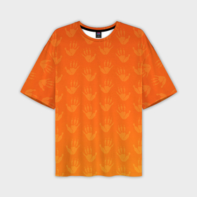 Мужская футболка OVERSIZE 3D с принтом Лапки опоссума (оранжевые) в Белгороде,  |  | 