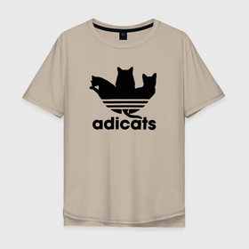 Мужская футболка хлопок Oversize с принтом Adicats в Белгороде, 100% хлопок | свободный крой, круглый ворот, “спинка” длиннее передней части | 