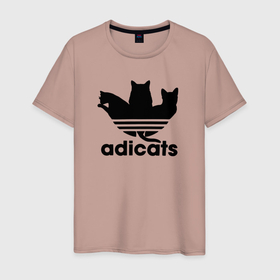 Мужская футболка хлопок с принтом Adicats в Новосибирске, 100% хлопок | прямой крой, круглый вырез горловины, длина до линии бедер, слегка спущенное плечо. | Тематика изображения на принте: 