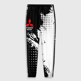 Мужские брюки 3D с принтом Mitsubishi   черно белая абстракция в Петрозаводске, 100% полиэстер | манжеты по низу, эластичный пояс регулируется шнурком, по бокам два кармана без застежек, внутренняя часть кармана из мелкой сетки | Тематика изображения на принте: 