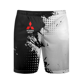Мужские шорты спортивные с принтом Mitsubishi   черно белая абстракция в Петрозаводске,  |  | Тематика изображения на принте: 