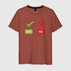 Мужская футболка хлопок с принтом Кнопки выбора ДА   НЕТ в Санкт-Петербурге, 100% хлопок | прямой крой, круглый вырез горловины, длина до линии бедер, слегка спущенное плечо. | 