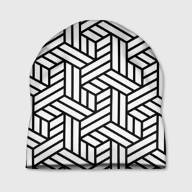 Шапка 3D с принтом Чёрно белый завивающийся паттерн в Тюмени, 100% полиэстер | универсальный размер, печать по всей поверхности изделия | Тематика изображения на принте: 