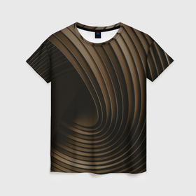 Женская футболка 3D с принтом Тёмное золотые пластины во тьме в Курске, 100% полиэфир ( синтетическое хлопкоподобное полотно) | прямой крой, круглый вырез горловины, длина до линии бедер | 