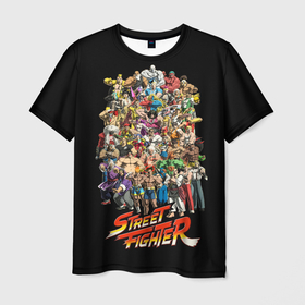 Мужская футболка 3D с принтом Street Fighter All the Warriors , 100% полиэфир | прямой крой, круглый вырез горловины, длина до линии бедер | 