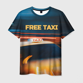 Мужская футболка 3D с принтом Свободное такси в Петрозаводске, 100% полиэфир | прямой крой, круглый вырез горловины, длина до линии бедер | 