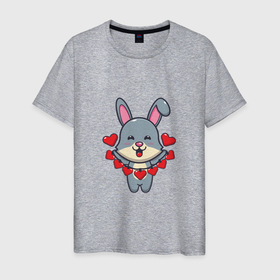 Мужская футболка хлопок с принтом Love Rabbit в Курске, 100% хлопок | прямой крой, круглый вырез горловины, длина до линии бедер, слегка спущенное плечо. | 