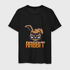 Мужская футболка хлопок с принтом Rabbit в Курске, 100% хлопок | прямой крой, круглый вырез горловины, длина до линии бедер, слегка спущенное плечо. | 