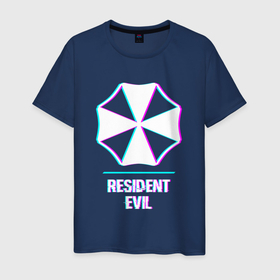 Мужская футболка хлопок с принтом Resident Evil в стиле glitch и баги графики в Тюмени, 100% хлопок | прямой крой, круглый вырез горловины, длина до линии бедер, слегка спущенное плечо. | 