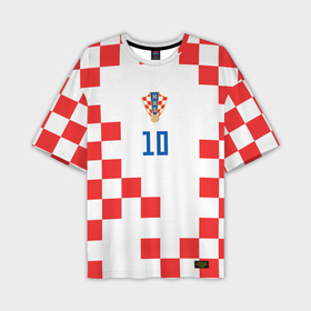 Мужская футболка OVERSIZE 3D с принтом Модрич Сборная Хорватии форма к чемпионату мира 2022 в Санкт-Петербурге,  |  | 