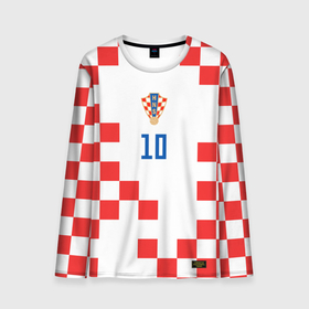Мужской лонгслив 3D с принтом Модрич Сборная Хорватии форма к чемпионату мира 2022 , 100% полиэстер | длинные рукава, круглый вырез горловины, полуприлегающий силуэт | 