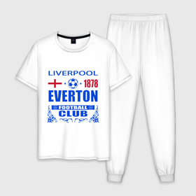 Мужская пижама хлопок с принтом Футбольный клуб Эвертон из Ливерпуля , 100% хлопок | брюки и футболка прямого кроя, без карманов, на брюках мягкая резинка на поясе и по низу штанин
 | 