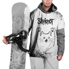 Накидка на куртку 3D с принтом Slipknot рок кот на светлом фоне в Новосибирске, 100% полиэстер |  | 