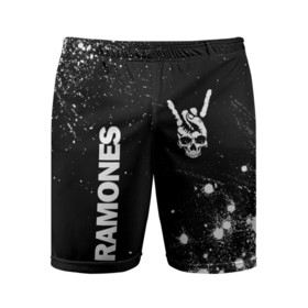 Мужские шорты спортивные с принтом Ramones и рок символ на темном фоне в Тюмени,  |  | 