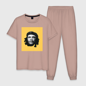 Мужская пижама хлопок с принтом Че Гевара в Санкт-Петербурге, 100% хлопок | брюки и футболка прямого кроя, без карманов, на брюках мягкая резинка на поясе и по низу штанин
 | 