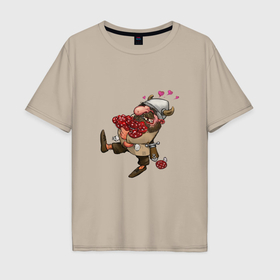 Мужская футболка хлопок Oversize с принтом Любовь к мухоморам в Петрозаводске, 100% хлопок | свободный крой, круглый ворот, “спинка” длиннее передней части | Тематика изображения на принте: 