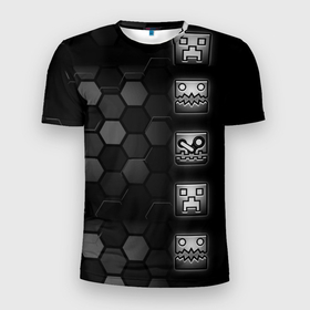 Мужская футболка 3D Slim с принтом Geometry Dash game в Кировске, 100% полиэстер с улучшенными характеристиками | приталенный силуэт, круглая горловина, широкие плечи, сужается к линии бедра | 