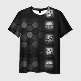 Мужская футболка 3D с принтом Geometry Dash game в Тюмени, 100% полиэфир | прямой крой, круглый вырез горловины, длина до линии бедер | 