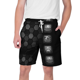 Мужские шорты 3D с принтом Geometry Dash game в Курске,  полиэстер 100% | прямой крой, два кармана без застежек по бокам. Мягкая трикотажная резинка на поясе, внутри которой широкие завязки. Длина чуть выше колен | 