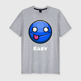 Мужская футболка хлопок Slim с принтом Geometry Dash easy demon в Санкт-Петербурге, 92% хлопок, 8% лайкра | приталенный силуэт, круглый вырез ворота, длина до линии бедра, короткий рукав | 