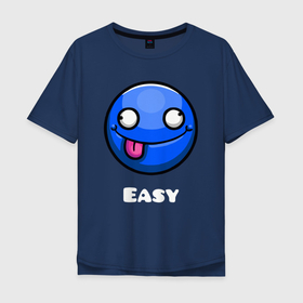 Мужская футболка хлопок Oversize с принтом Geometry Dash easy demon в Екатеринбурге, 100% хлопок | свободный крой, круглый ворот, “спинка” длиннее передней части | 