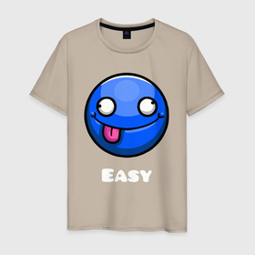 Мужская футболка хлопок с принтом Geometry Dash easy demon в Санкт-Петербурге, 100% хлопок | прямой крой, круглый вырез горловины, длина до линии бедер, слегка спущенное плечо. | Тематика изображения на принте: 