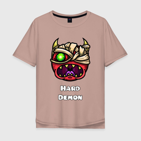 Мужская футболка хлопок Oversize с принтом Geometry Dash hard demon в Курске, 100% хлопок | свободный крой, круглый ворот, “спинка” длиннее передней части | Тематика изображения на принте: 