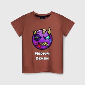 Детская футболка хлопок с принтом Geometry Dash medium demon в Санкт-Петербурге, 100% хлопок | круглый вырез горловины, полуприлегающий силуэт, длина до линии бедер | Тематика изображения на принте: 