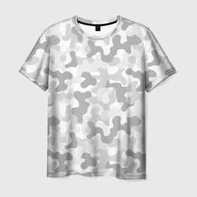 Мужская футболка 3D с принтом Камуфляж цифра светло серый крупный в Санкт-Петербурге, 100% полиэфир | прямой крой, круглый вырез горловины, длина до линии бедер | 