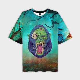 Мужская футболка OVERSIZE 3D с принтом Горилла   зомби в Курске,  |  | 