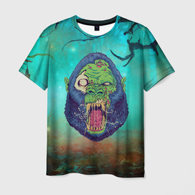 Мужская футболка 3D с принтом Горилла   зомби в Курске, 100% полиэфир | прямой крой, круглый вырез горловины, длина до линии бедер | 