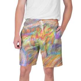 Мужские шорты 3D с принтом Осенний пейзаж графика в Курске,  полиэстер 100% | прямой крой, два кармана без застежек по бокам. Мягкая трикотажная резинка на поясе, внутри которой широкие завязки. Длина чуть выше колен | 