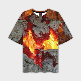 Мужская футболка OVERSIZE 3D с принтом Настоящий огонь: древесные угли в Екатеринбурге,  |  | 