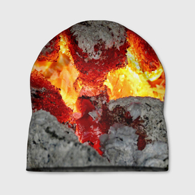 Шапка 3D с принтом Настоящий огонь: древесные угли в Екатеринбурге, 100% полиэстер | универсальный размер, печать по всей поверхности изделия | Тематика изображения на принте: 